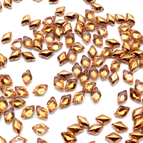 8x5mm 10g Czech glass Rulla beads apollo gold — two-hole beads for jewelry making and bead weaving