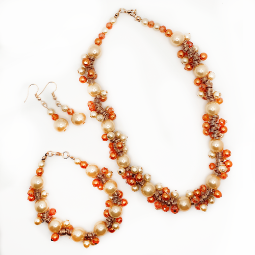 Headpin Bracelet, Necklace & Earrings golden bracelet making kit — DIY set with beads and instructions for creating handmade jewelry