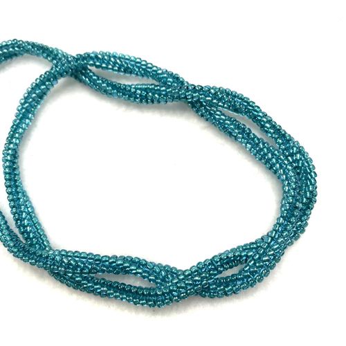 Herringbone Seed Bead Necklace sapphire metallic teal necklace making kit — DIY set with beads and instructions for creating handmade jew…