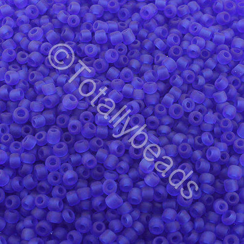 Seed Beads Transparent Frosted Dark Blue - Size 11 100g