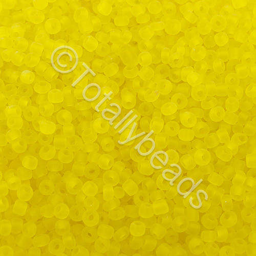 Seed Beads Transparent Frosted Yellow - Size 11 100g