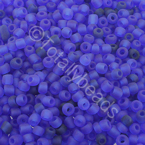 Seed Beads Transparent Frosted Dark Blue - Size 8 100g