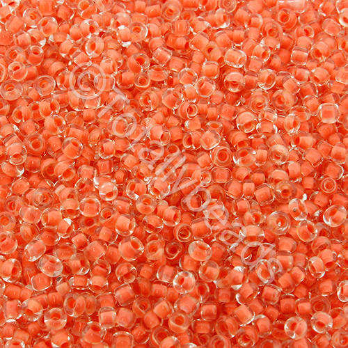 Seed Beads Colour Lined Orange - Size 11 100g