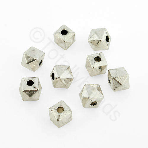Antique Silver Bead - Facet Cube 5mm 20pcs