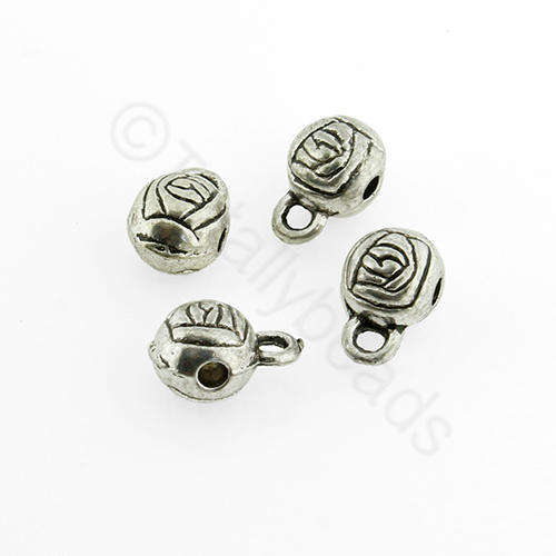 Antique Silver Bead - Bail Ball 6x9mm 6pcs