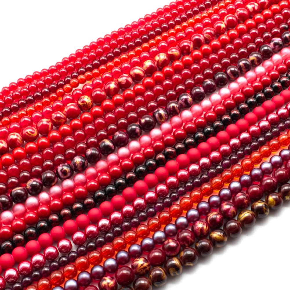 Glass Bead Mix 20 strings Deep Reds