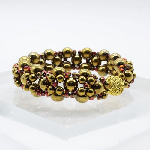 Hematite Hugs & Kisses Bracelet autumn gold bracelet making kit — DIY set with beads and instructions for creating handmade jewelry