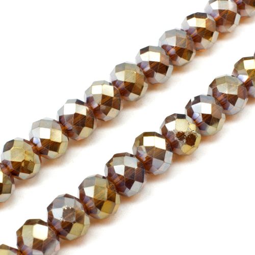 10mm crystal beads brown ab, pack of 30 — AB finish, faceted for jewelry making and beadwork