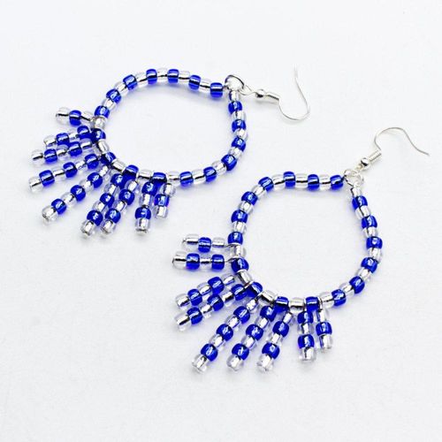 Lila Earring Kit Makes 2 Pairs silver sapphire earring making kit — DIY set with beads and instructions for creating handmade jewelry
