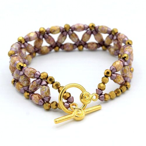 Baros Par Puca Bracelet dark plum rose bracelet making kit — DIY set with beads and instructions for creating handmade jewelry