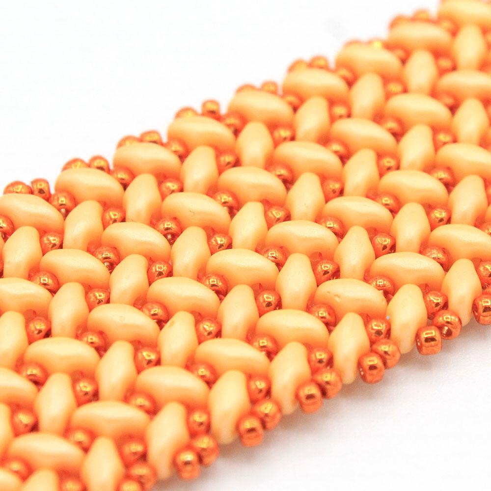 SuperDuo Chevron Bracelet powdery pastel orange bracelet making kit — DIY set with beads and instructions for creating handmade jewelry