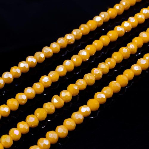 3.5mm crystal beads dk yellow ab, pack of 150 — AB finish, faceted for jewelry making and beadwork