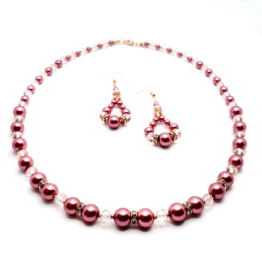 Penelope Jewellery Set Makes 2 indian pink jewelry making kit — DIY set with beads and instructions for creating handmade jewelry