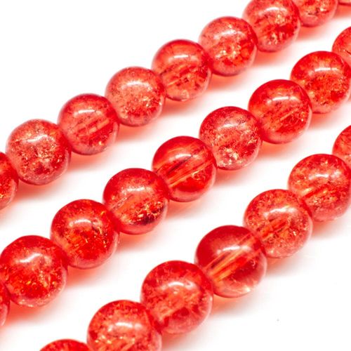 Crackle Beads Round 8mm Bright Red 50pcs for jewellery making
