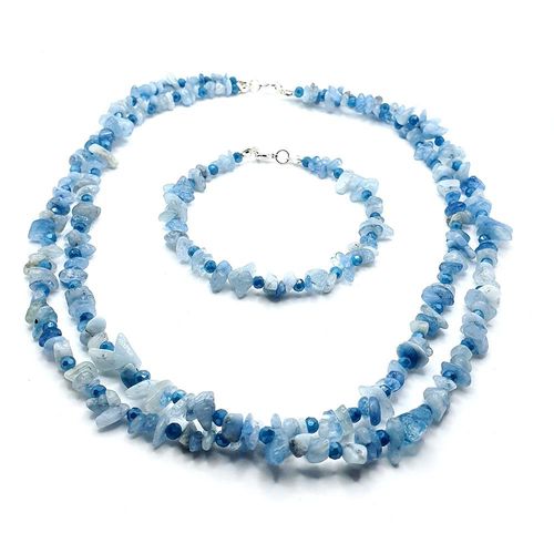 Anya Necklace & Bracelet Set aquamarine bracelet making kit — DIY set with beads and instructions for creating handmade jewelry