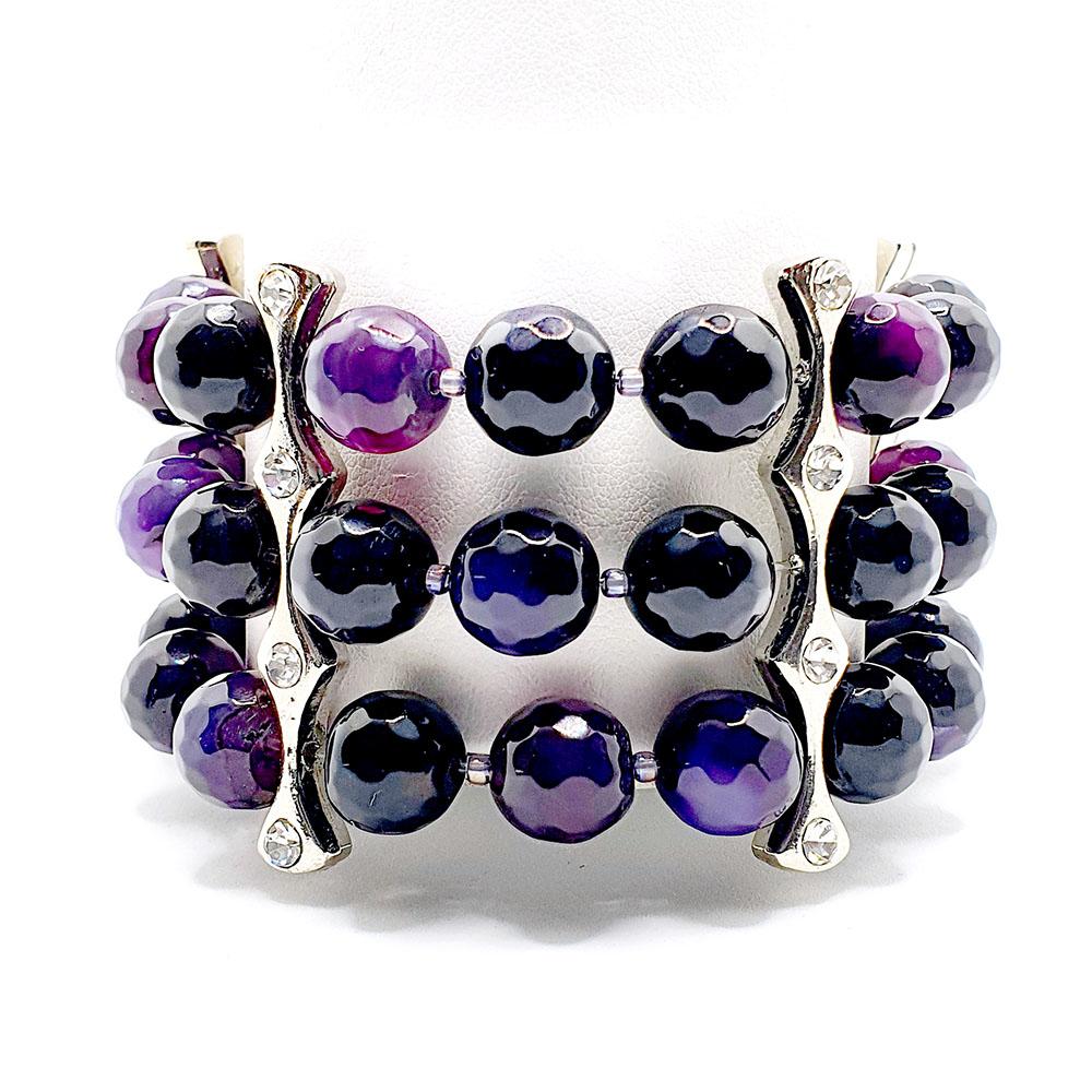 Maya Fire Agate Bracelet deep purple bracelet making kit — DIY set with beads and instructions for creating handmade jewelry