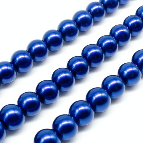 Glass Pearl Round Beads 8mm - Royal Blue