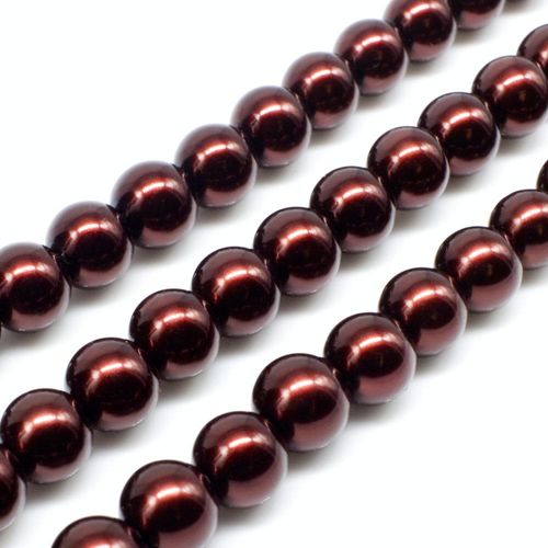 Glass Pearl Round Beads 8mm - Hickory Brown