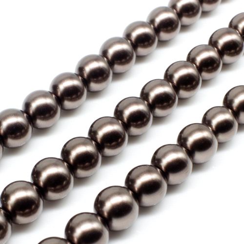 Glass Pearl Round Beads 8mm - Dark Brown