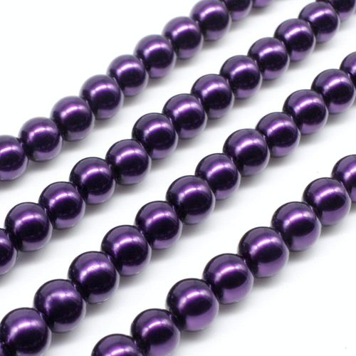 Glass Pearl Round Beads 6mm - Purple Velvet