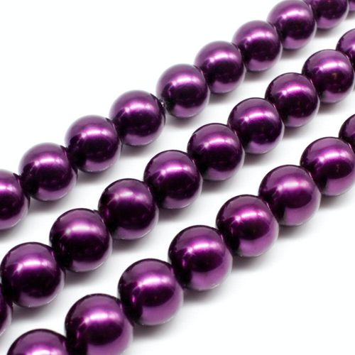 Glass Pearl Round Beads 10mm - Mulberry