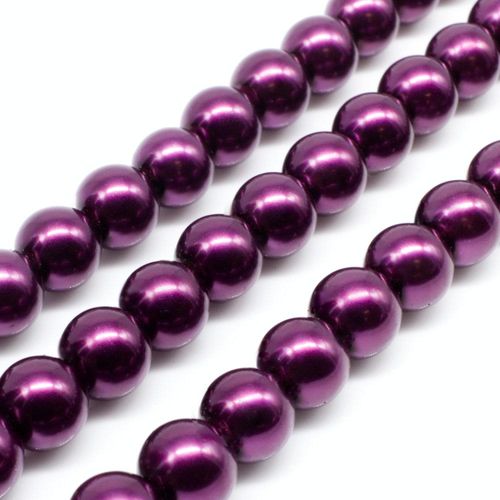 Glass Pearl Round Beads 8mm - Mulberry