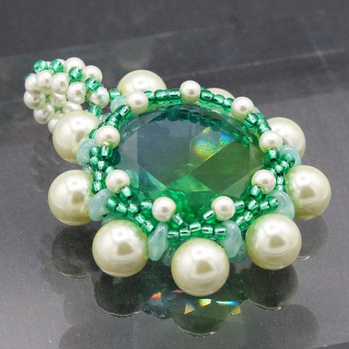 Eliana Crystal Pendant milky aqua jewelry making kit — DIY set with beads and instructions for creating handmade jewelry