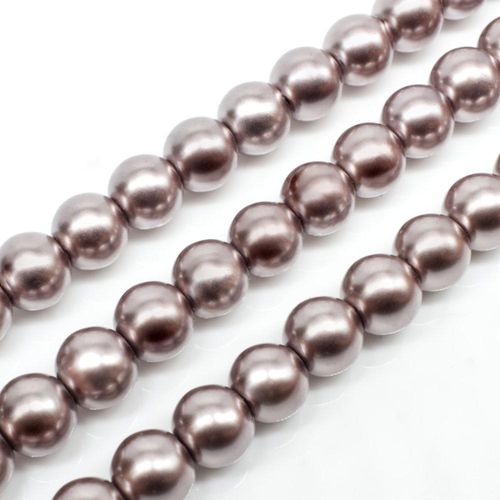Glass Pearl Round Beads 8mm - Mink