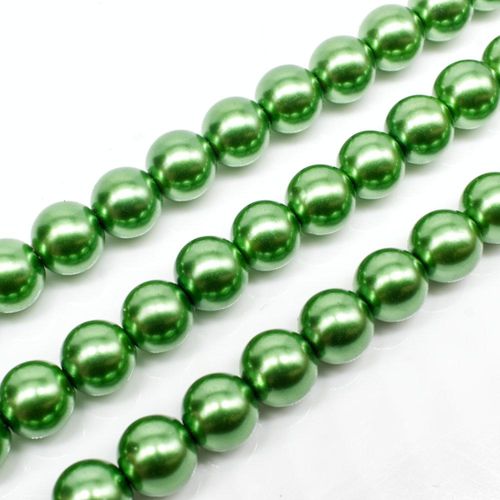 Glass Pearl Round Beads 8mm - Green