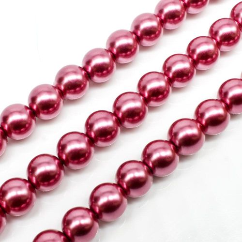 Glass Pearl Round Beads 8mm - Fuchsia