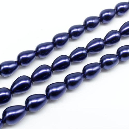 Glass Pearl Drop 6x9mm - Cobalt Blue