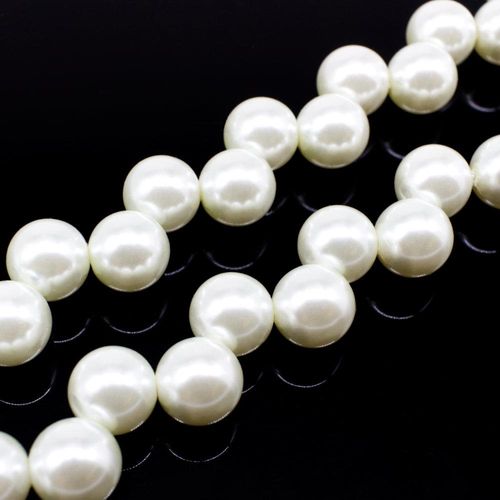 Glass Pearl 8mm Round Off Centre - Pure White