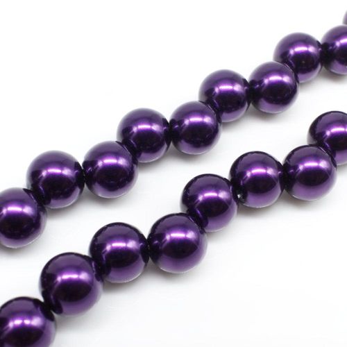 Glass Pearl 8mm Round Off Centre - Dark Purple