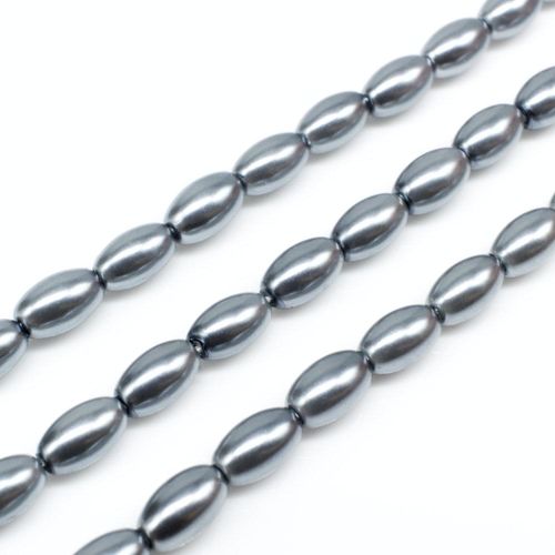 Glass Pearl Rice 4x7mm - Light Grey