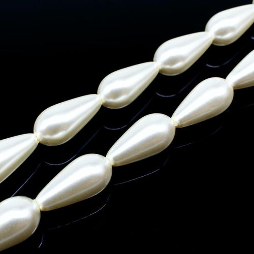 Glass Pearl Drop Beads 8x16mm Ivory for jewellery making