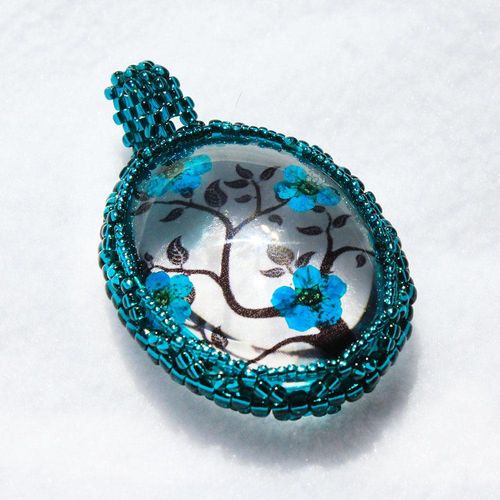 Blossom Cabochon Kit blue jewelry making kit — DIY set with beads and instructions for creating handmade jewelry