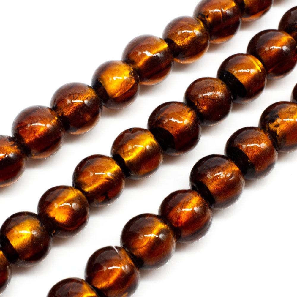 Silver Foil Round Beads 10mm 40pcs Brown for jewellery making