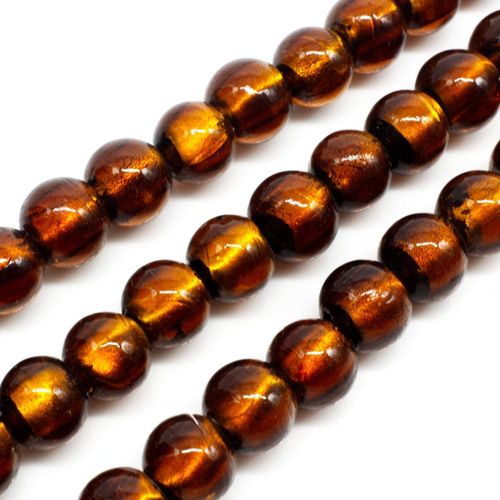 Silver Foil Round Beads 10mm 40pcs Brown for jewellery making