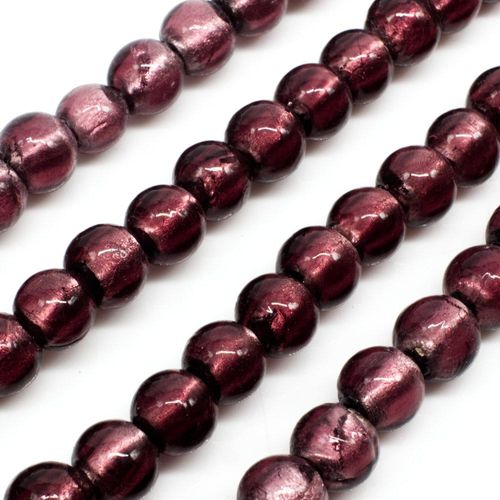 Silver Foil Round Beads 8mm 50pcs Amethyst for jewellery making