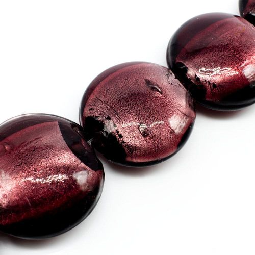 Silver Foil Disc Bead 34mm Amethyst for jewellery making