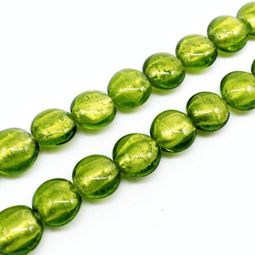 Silver Foil Disc Beads 15mm 25pcs Lime Green for jewellery making