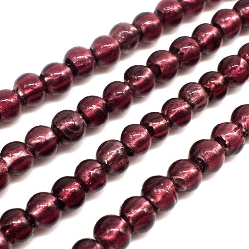 Silver Foil Round Beads 6mm 60pcs Dark Amethyst for jewellery making