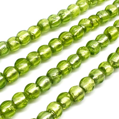 Silver Foil Round Beads 6mm 60pcs Lime Green for jewellery making
