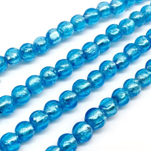 Silver Foil Round Beads 6mm 60pcs Turquoise for jewellery making