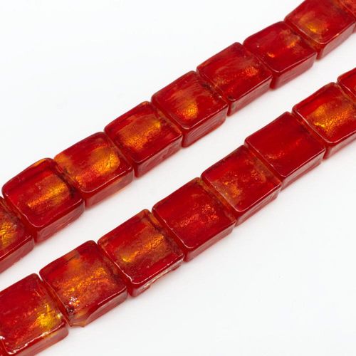 Silver Foil Square Beads 12mm 30pcs Red for jewellery making