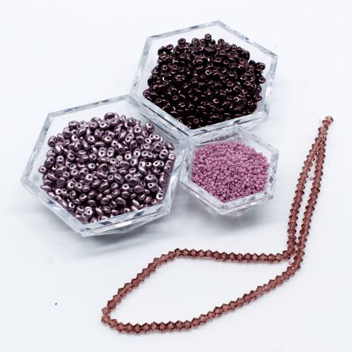 BC Week 43 Superduo Crystal Tealight Holder Amethyst Pearl 4mm for jewellery making