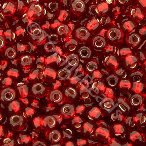 Seed Beads Silver Lined Dark Red - Size 8 100g