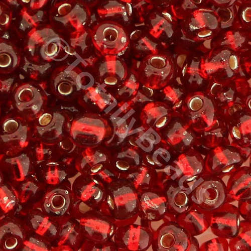 Seed Beads Silver Lined Dark Red - Size 6 100g