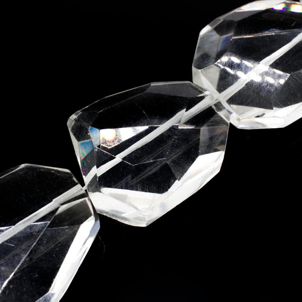 Volcano Glass Beads 35mm Facet Nugget Clear Crystal 1pc for jewellery making