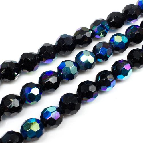 10mm crystal beads jet black rainbow — faceted for jewelry making and beadwork